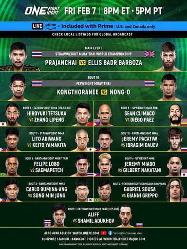 ONE Fight Night 28: Prajanchai vs. Barboza